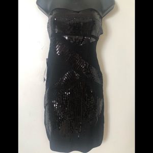 Bebe Strapless Sequin Bandage Dress Medium